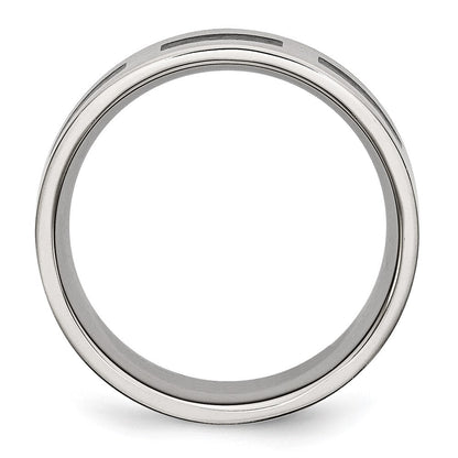 Edelstahl Gebürstet Schwarz Gummi 8mm Flach Ring