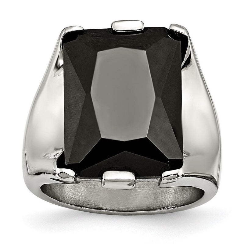 Edelstahl Schwarz Zirkonia Poliert Ring