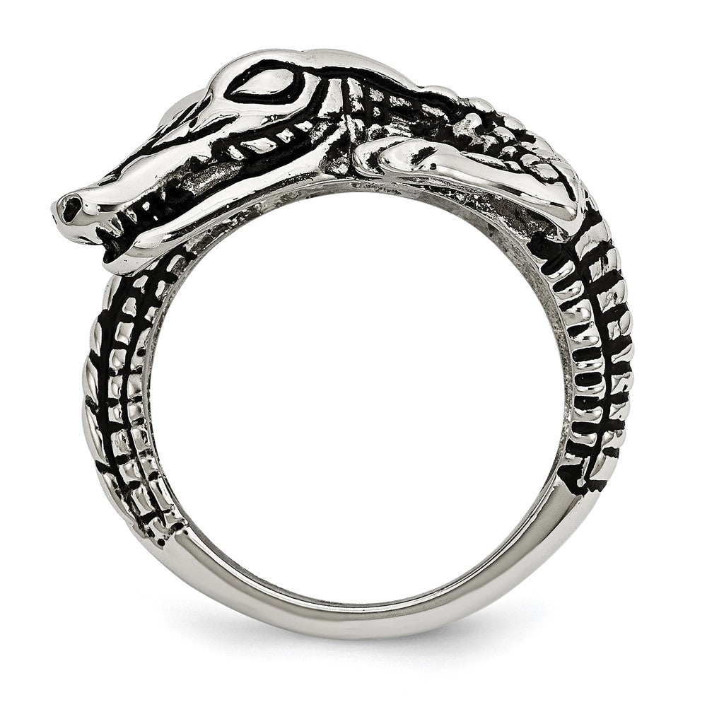 Edelstahl Antikisiert Alligator Ring (size 8 Nur)