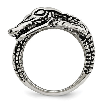 Edelstahl Antikisiert Alligator Ring (size 8 Nur)