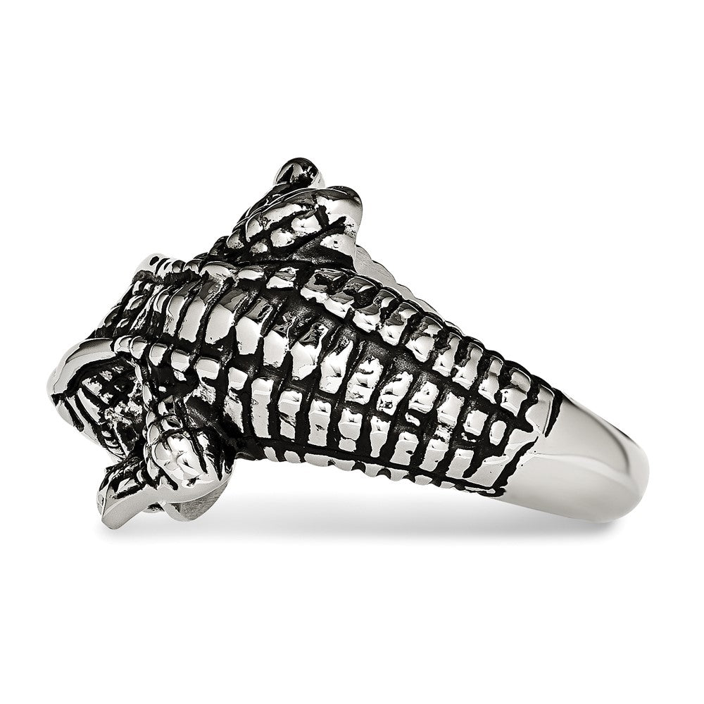Edelstahl Antikisiert Alligator Ring (size 8 Nur)