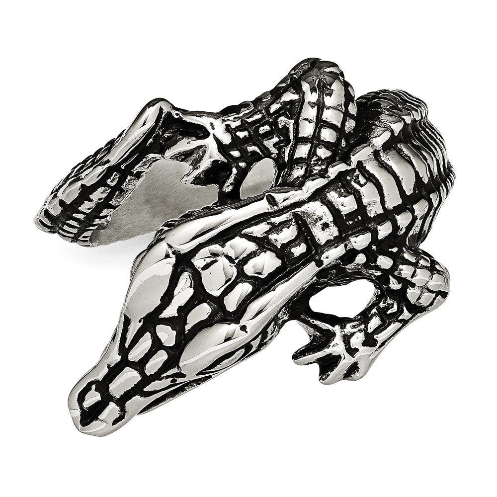 Edelstahl Antikisiert Alligator Ring (size 8 Nur)