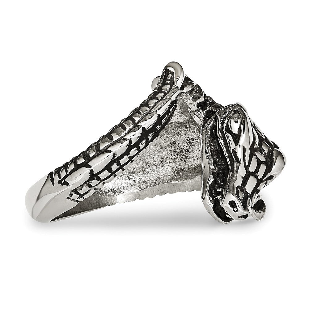 Edelstahl Antikisiert Alligator Ring (size 8 Nur)