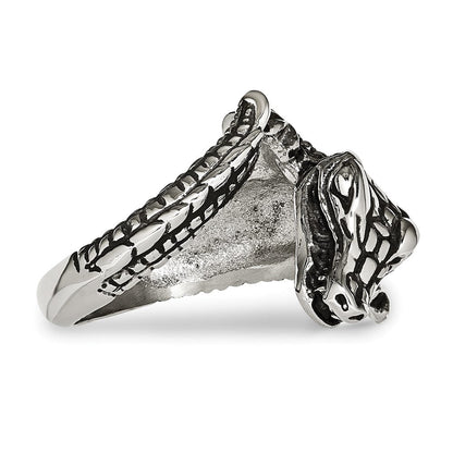 Edelstahl Antikisiert Alligator Ring (size 8 Nur)