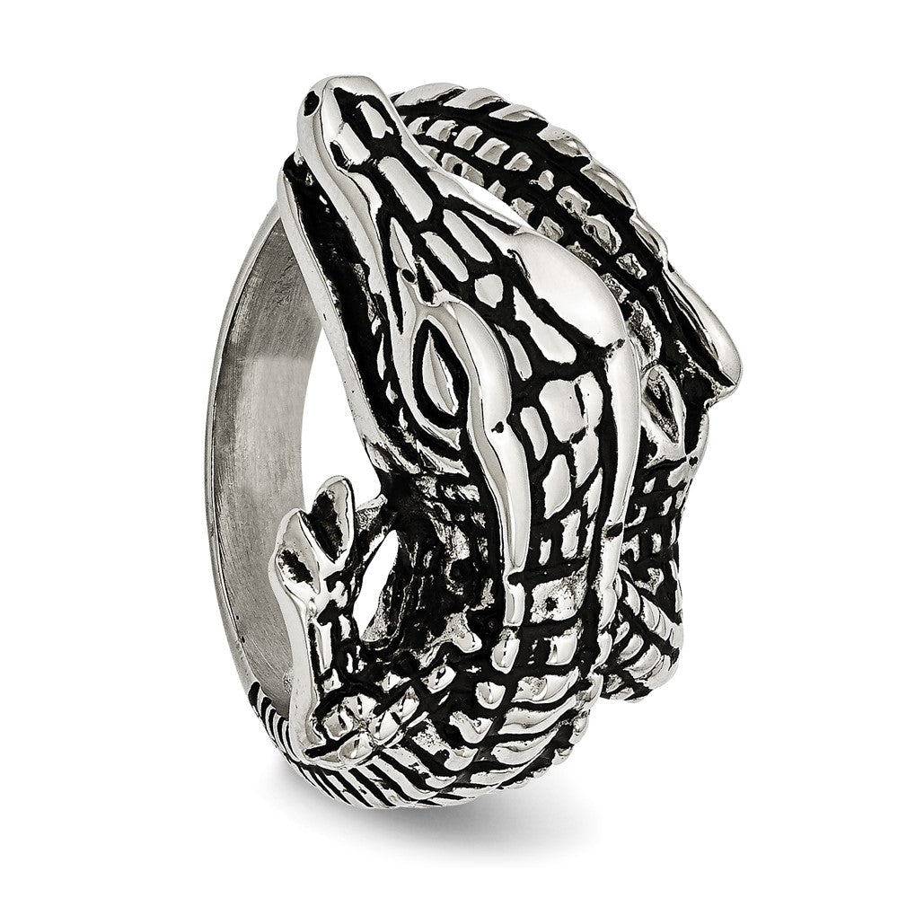 Edelstahl Antikisiert Alligator Ring (size 8 Nur)