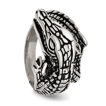 Edelstahl Antikisiert Alligator Ring (size 8 Nur)