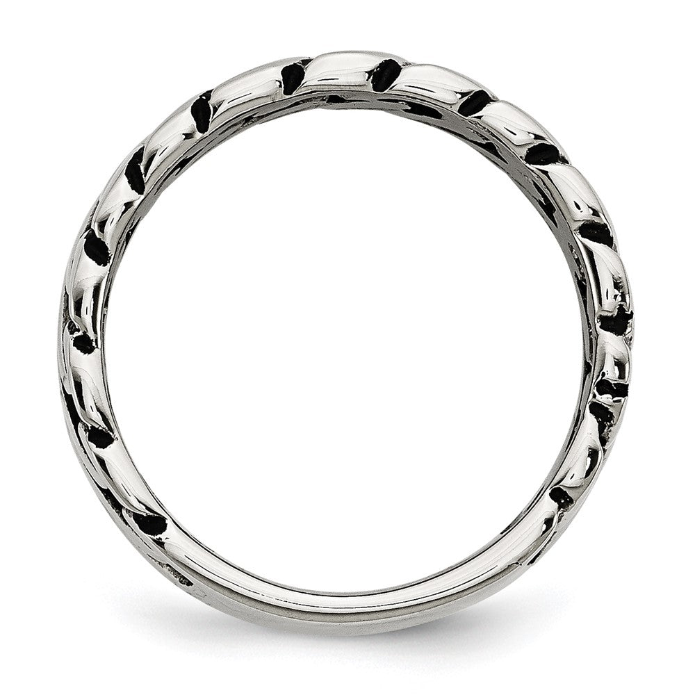 Edelstahl Poliert Tread Design Ring (size 8 Nur)