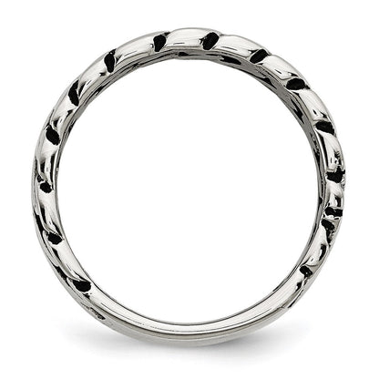 Edelstahl Poliert Tread Design Ring (size 8 Nur)