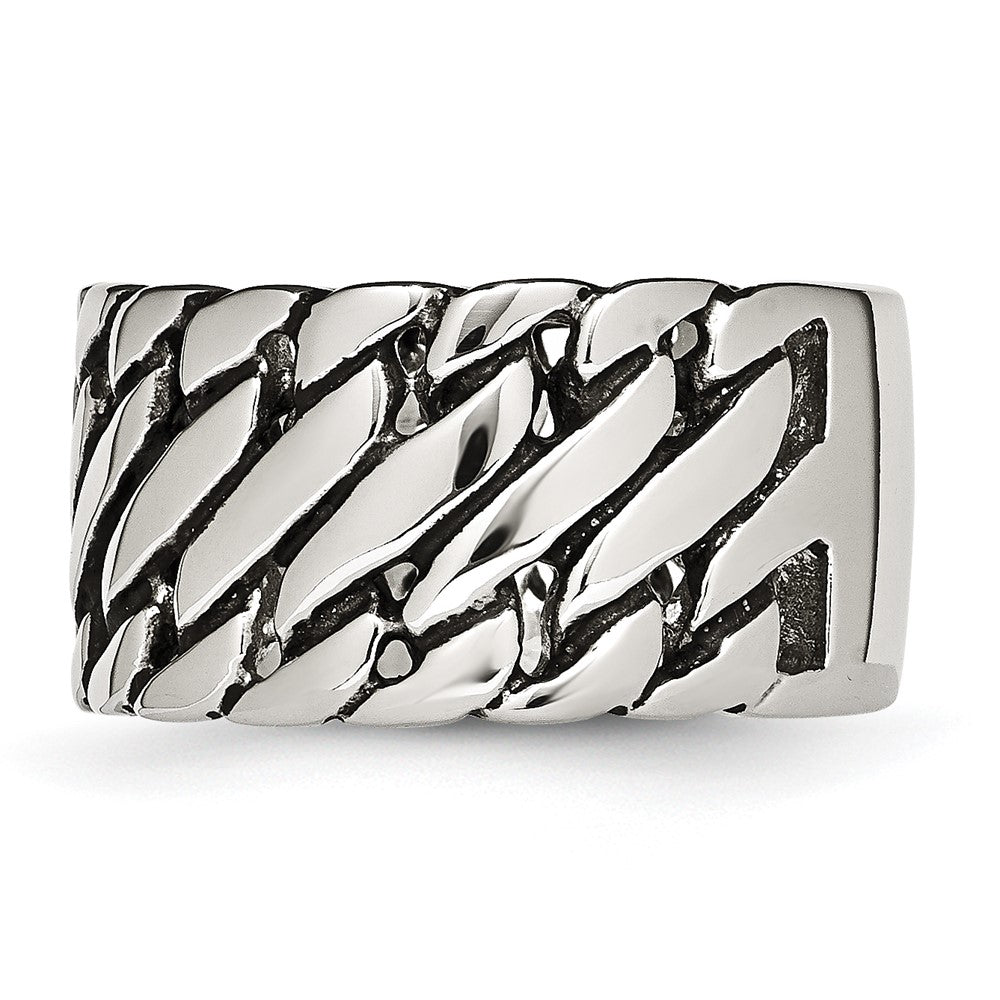 Edelstahl Poliert Tread Design Ring (size 8 Nur)
