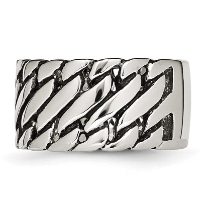 Edelstahl Poliert Tread Design Ring (size 8 Nur)