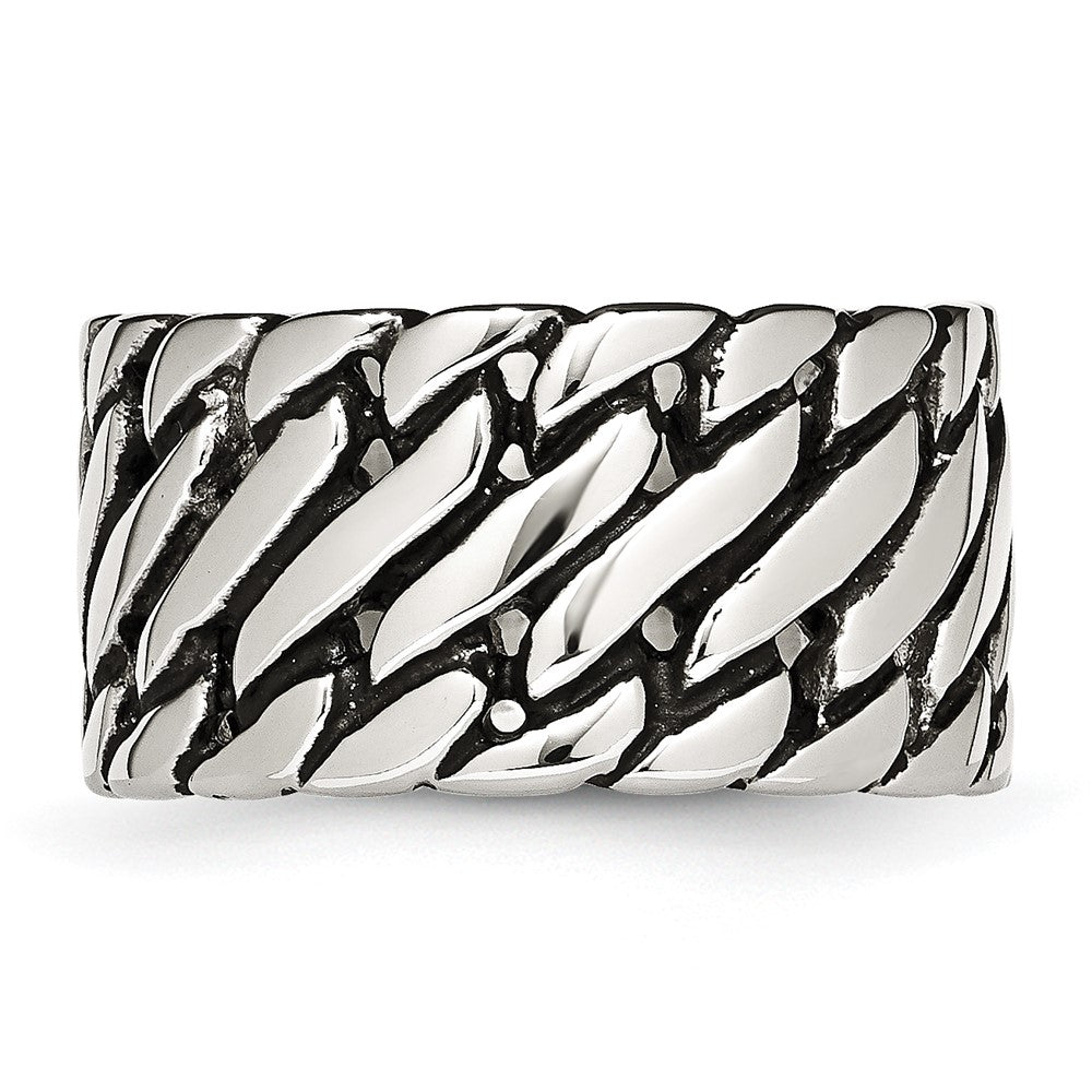Edelstahl Poliert Tread Design Ring (size 8 Nur)