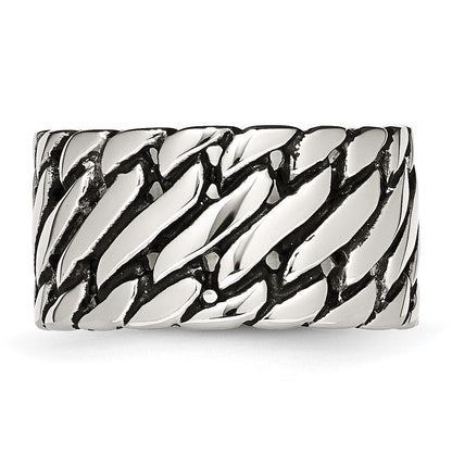 Edelstahl Poliert Tread Design Ring (size 8 Nur)