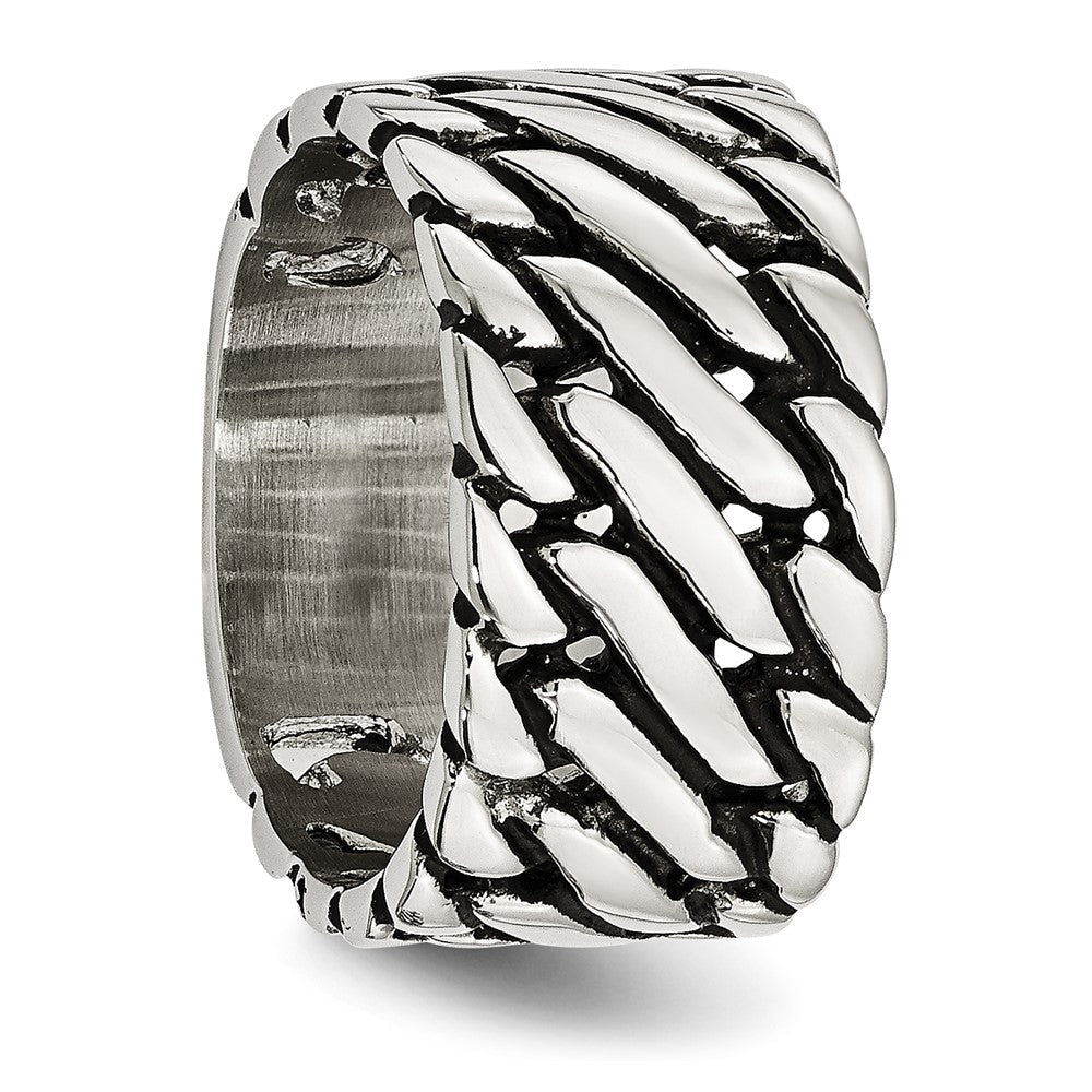 Edelstahl Poliert Tread Design Ring (size 8 Nur)