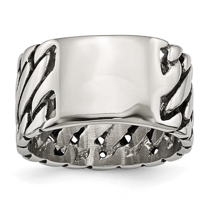 Edelstahl Poliert Tread Design Ring (size 8 Nur)