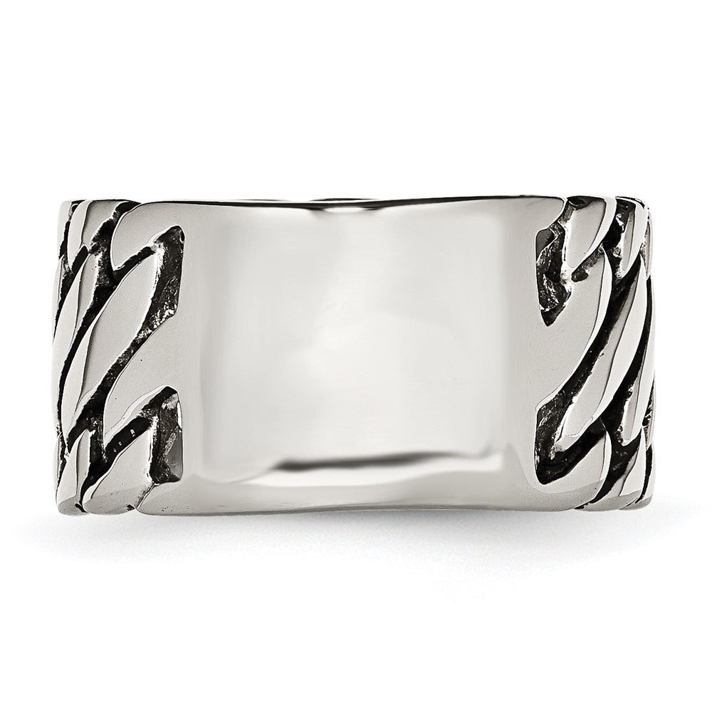Edelstahl Poliert Tread Design Ring (size 8 Nur)