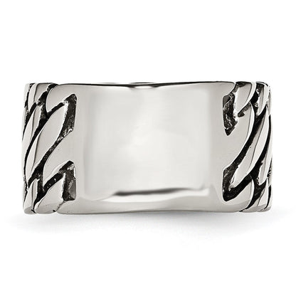 Edelstahl Poliert Tread Design Ring (size 8 Nur)