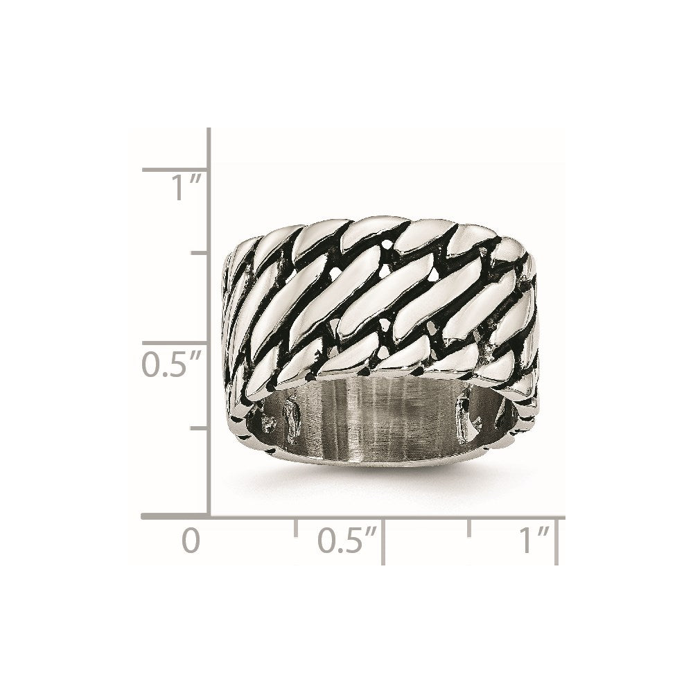 Edelstahl Poliert Tread Design Ring (size 8 Nur)