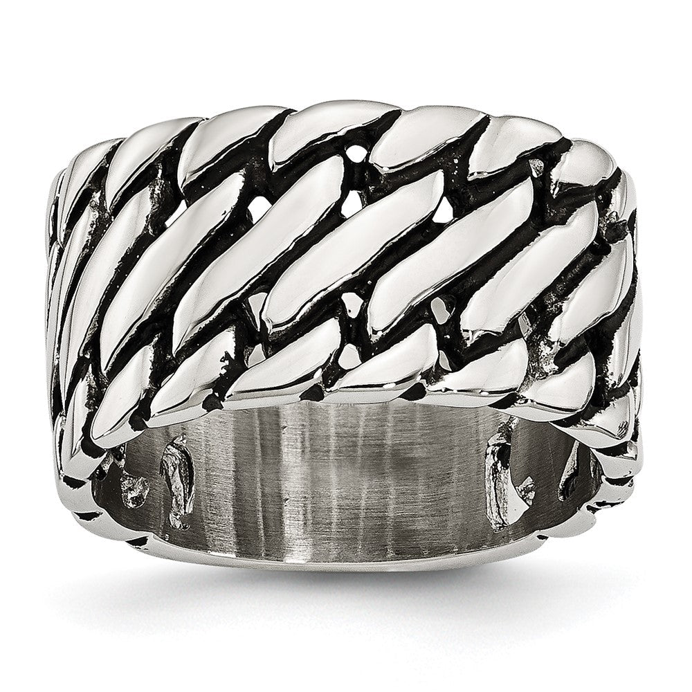 Edelstahl Poliert Tread Design Ring (size 8 Nur)