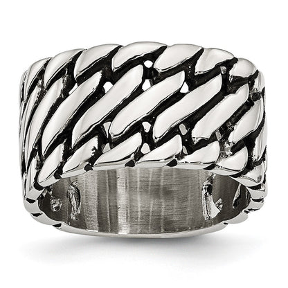 Edelstahl Poliert Tread Design Ring (size 8 Nur)