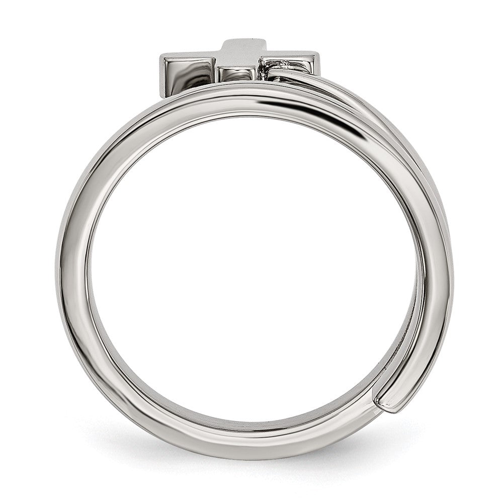Edelstahl Poliert Gedreht Kreuz Ring