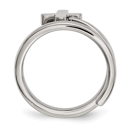 Edelstahl Poliert Gedreht Kreuz Ring