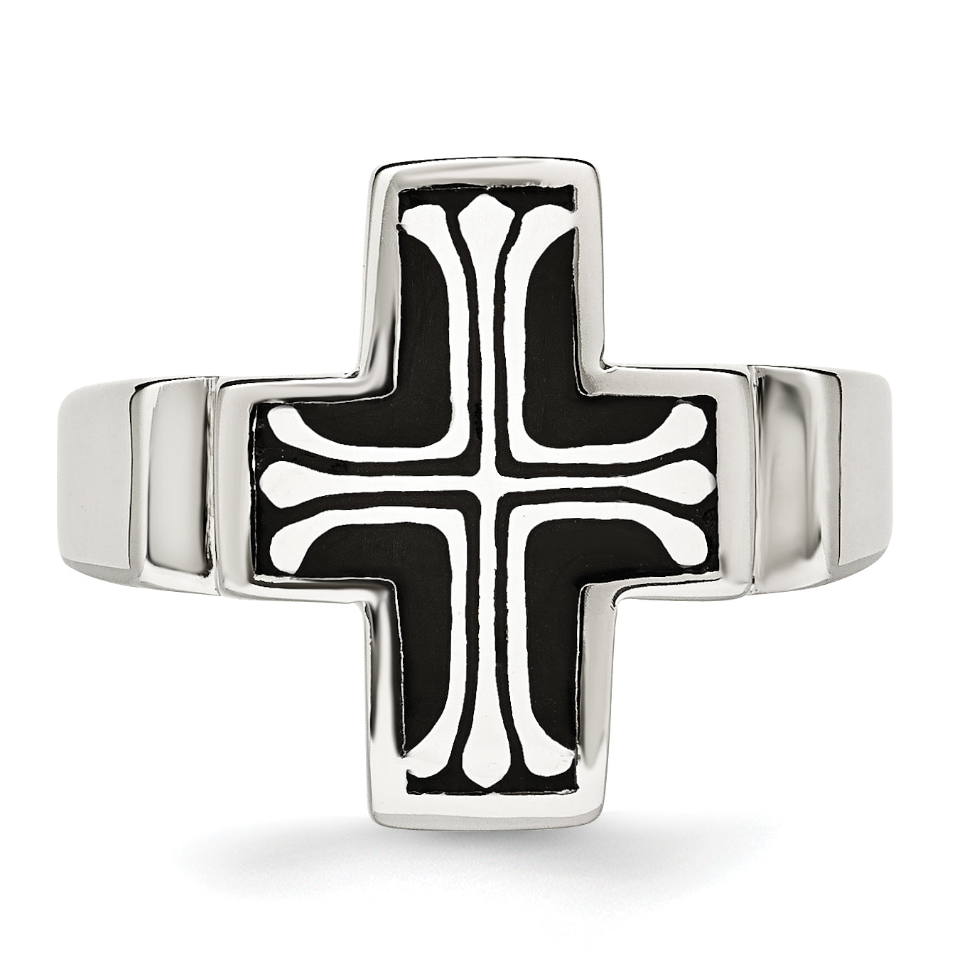 Edelstahl Emailliert Poliert Kreuz Ring