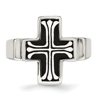 Edelstahl Emailliert Poliert Kreuz Ring