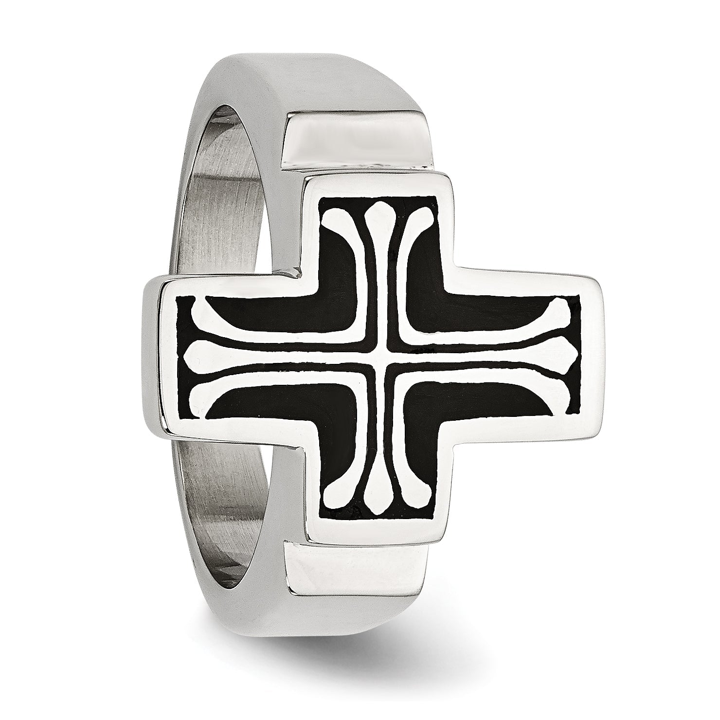Edelstahl Emailliert Poliert Kreuz Ring