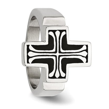 Edelstahl Emailliert Poliert Kreuz Ring