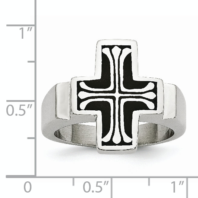 Edelstahl Emailliert Poliert Kreuz Ring