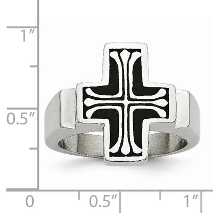 Edelstahl Emailliert Poliert Kreuz Ring