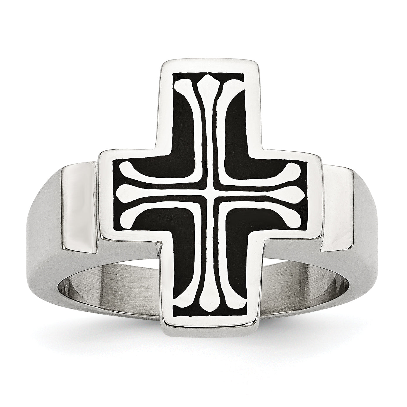 Edelstahl Emailliert Poliert Kreuz Ring