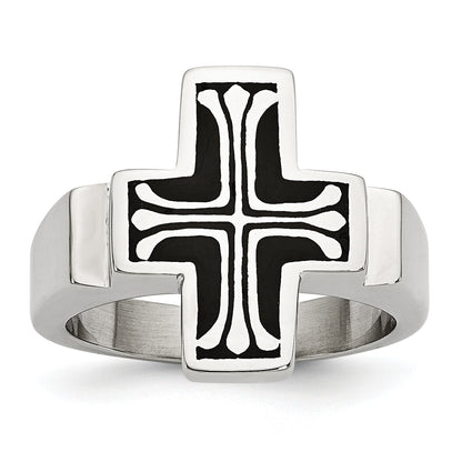 Edelstahl Emailliert Poliert Kreuz Ring