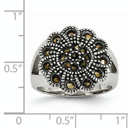 Edelstahl Strukturiert Blume Markasit Ring