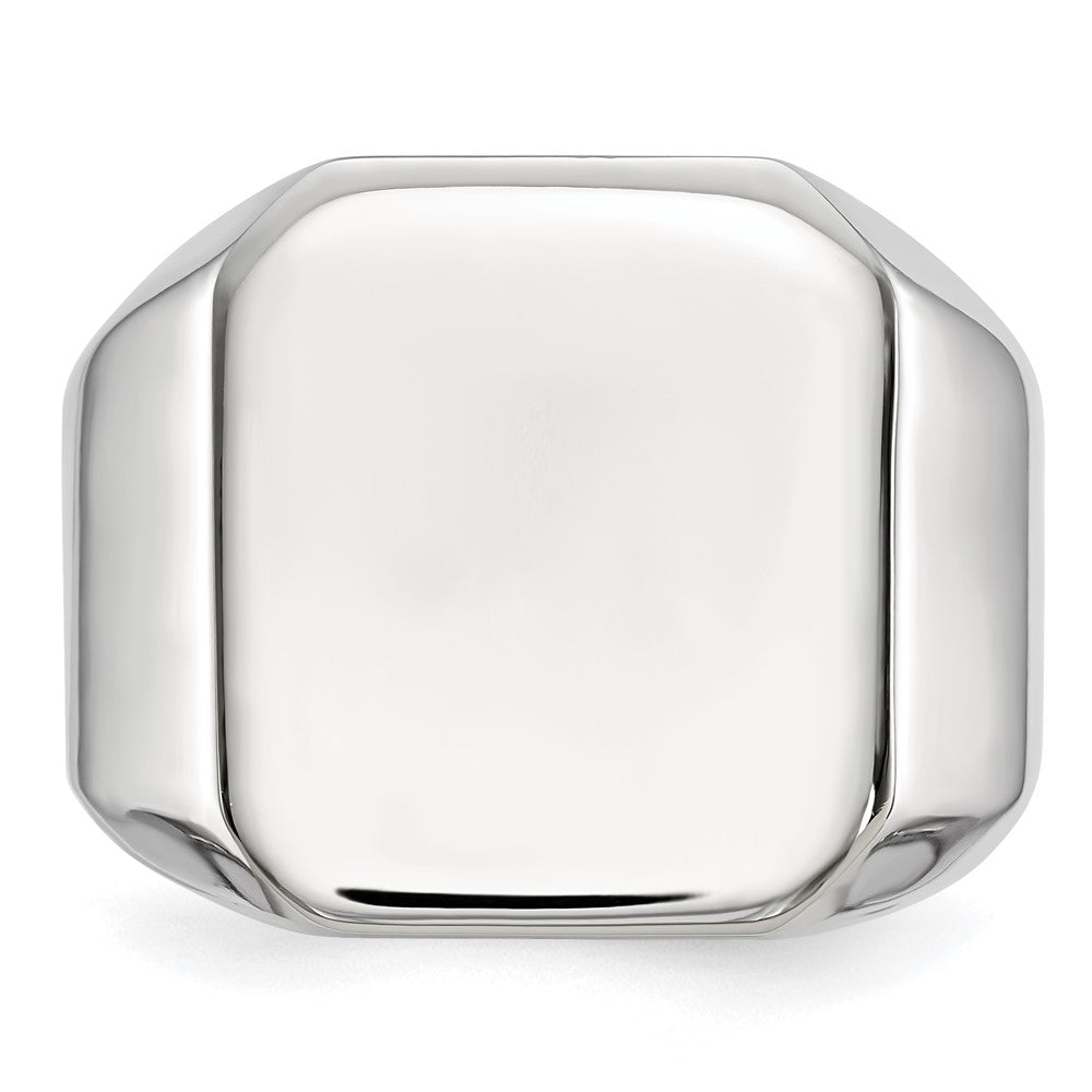 Edelstahl Poliert Quadratisch Siegel Ring (size 9 Nur)