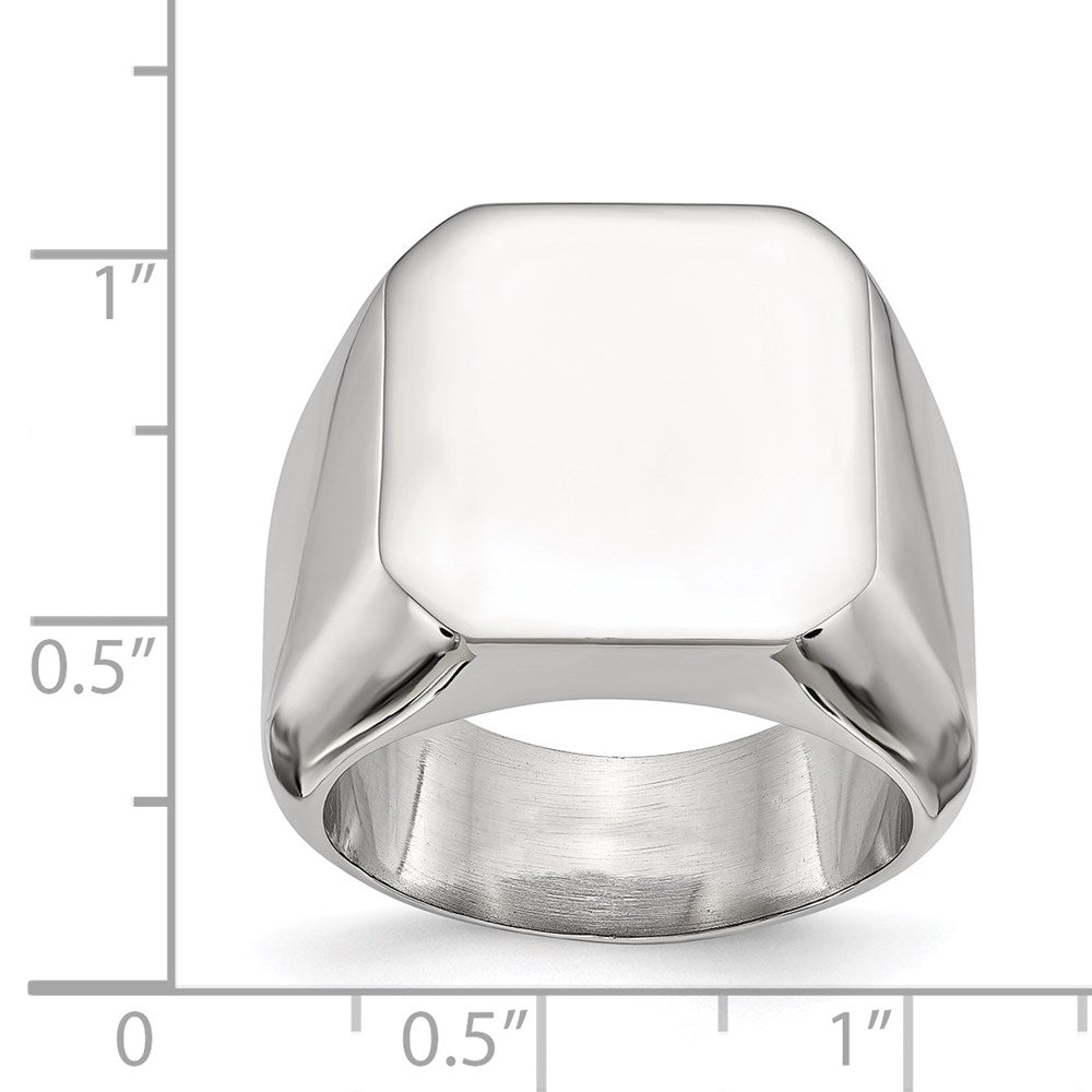 Edelstahl Poliert Quadratisch Siegel Ring (size 9 Nur)