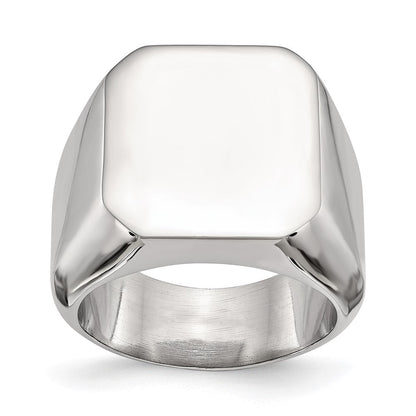 Edelstahl Poliert Quadratisch Siegel Ring (size 9 Nur)