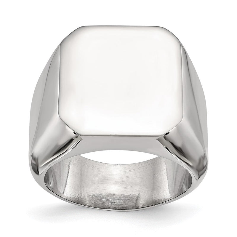 Edelstahl Poliert Quadratisch Siegel Ring (size 9 Nur)