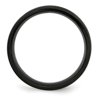 Edelstahl 8mm Schwarz Ip Beschichtet Gerillt Gebürstet/polished Ring