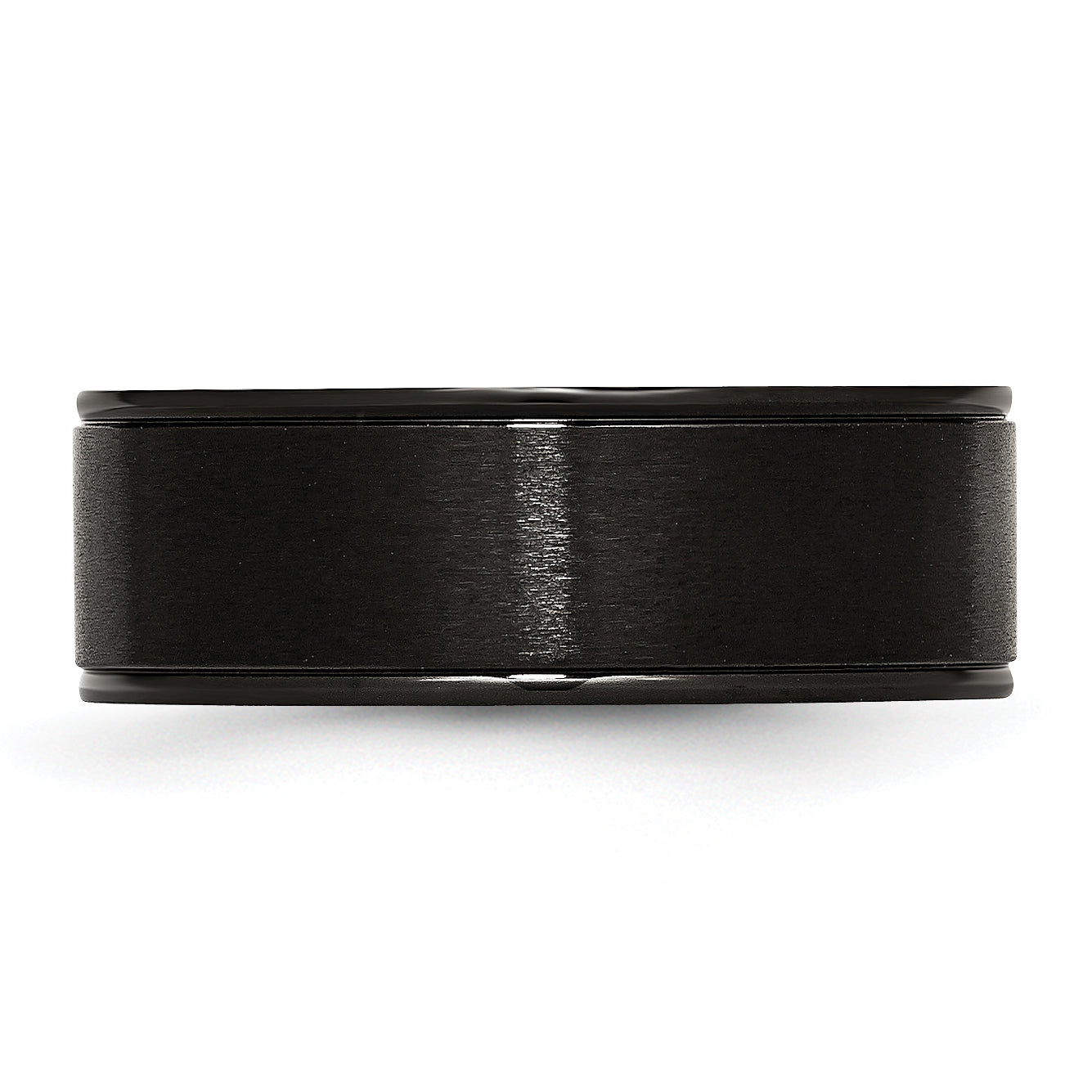 Edelstahl 8mm Schwarz Ip Beschichtet Gerillt Gebürstet/polished Ring