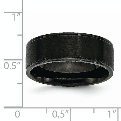Edelstahl 8mm Schwarz Ip Beschichtet Gerillt Gebürstet/polished Ring