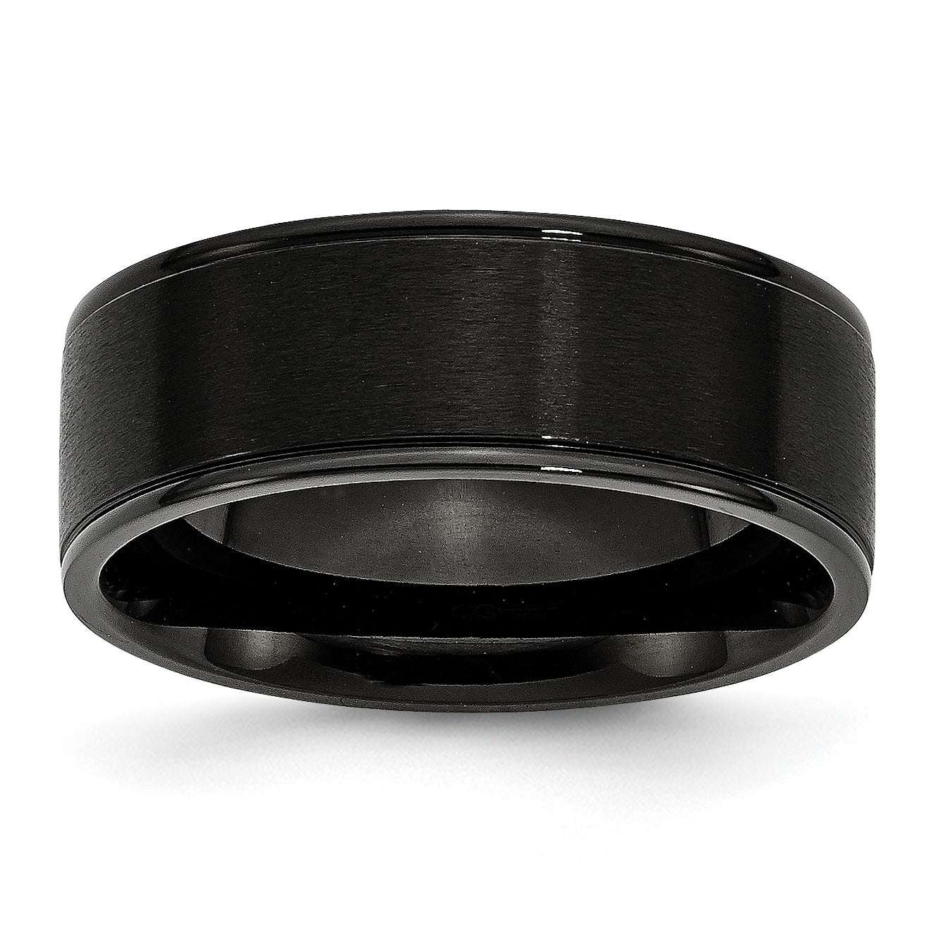 Edelstahl 8mm Schwarz Ip Beschichtet Gerillt Gebürstet/polished Ring