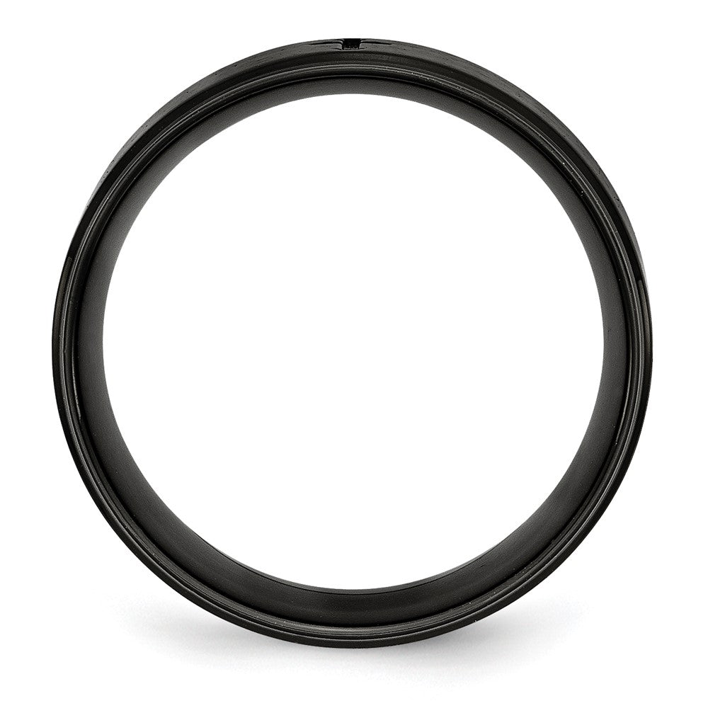 Edelstahl Gebürstet/polished Schwarz Ip Beschichtet Kreuz 8mm Ring (size 7.5 Nur)