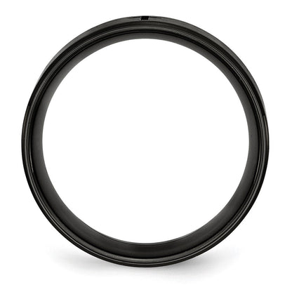 Edelstahl Gebürstet/polished Schwarz Ip Beschichtet Kreuz 8mm Ring (size 7.5 Nur)
