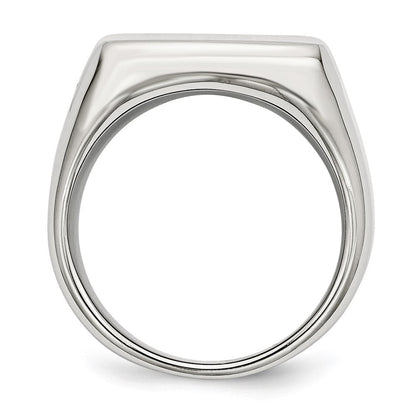 Edelstahl Poliert Siegel Ring (size 11 Nur)
