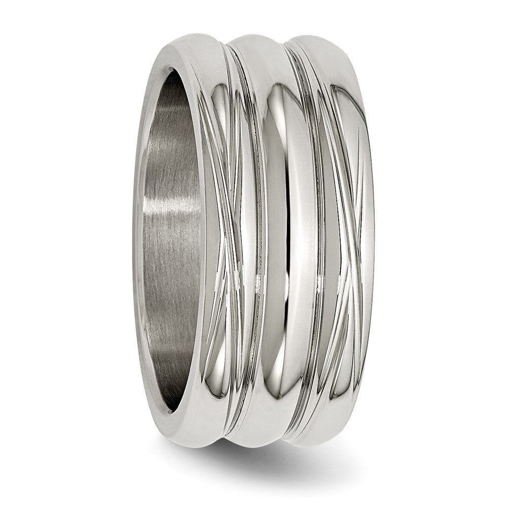 Edelstahl Poliert 10mm Gerillt Ring