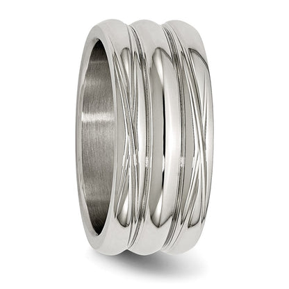 Edelstahl Poliert 10mm Gerillt Ring