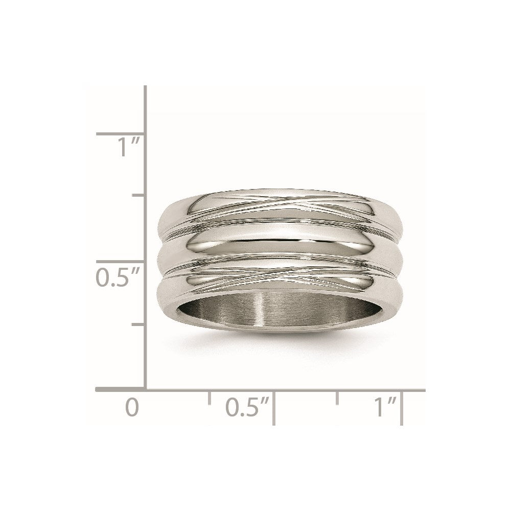 Edelstahl Poliert 10mm Gerillt Ring