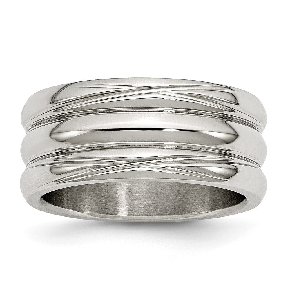 Edelstahl Poliert 10mm Gerillt Ring