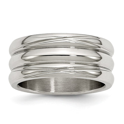 Edelstahl Poliert 10mm Gerillt Ring